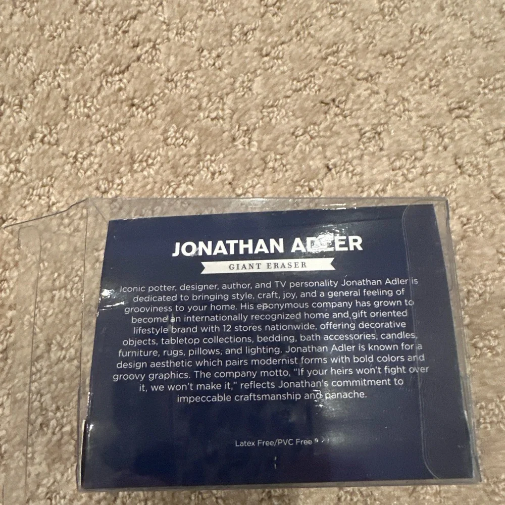 Jonathan Adler Giant wing tip shoe Eraser in navy new in box